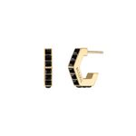 Icon Gold-Tone & Black Spinel C-Hoop Hexagon Earrings 14mm Product Image