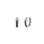 Icon Sterling Silver & Black Diamond Hoop Earrings Product Image