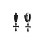 Icon Black Diamond & Black-Plated Sterling Silver Dangling Cross Earrings Product Image