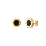 Icon Gold & Black Diamond Hexagon Earrings 10mm Product Image
