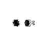 Icon Black Spinel & Sterling Silver Hexagon Earrings 8mm Product Image