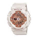 Ladies Baby-G BA-110 Series Ana/Digi White Resin Watch, Rose Gold Dial Product Image