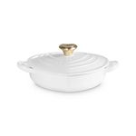1.25qt Traditional Cast Iron Shallow Heart Cocotte w/ Light Gold Knob White Product Image