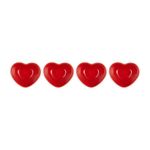 4pc Stoneware Mini Heart Pinch Bowl Set Cerise Product Image