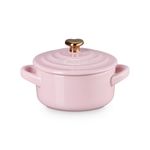 8oz Stoneware Mini Round Cocotte w/ Rose Gold Heart Knob Chiffon Pink Product Image