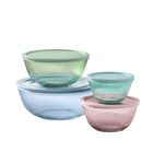 8pc Sculpted Tint Glass Mixing Bowl Set, Multi Color Product Image