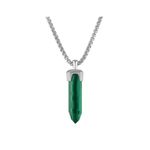 Icon Green Malachite Obelisk & Sterling Silver Pendant Necklace 24"-26" Product Image