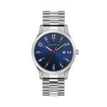 Men's Silver-Tone Stainless Steel Expansion Watch, Dark Blue Dial Product Image
