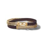 Classic Double Wrap Leather & Gold-Tone Bracelet - Large Product Image