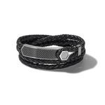 Precisionist Double Wrap Braided Leather Bracelet - Large Black Product Image