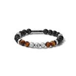 Classic Tigers Eye & Black Lava Bead Bracelet - Medium Product Image