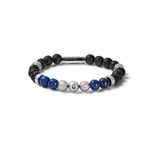Mens Classic Black Lava and Lapis Bead Bracelet - Medium Product Image
