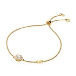 Precious Metal Pave Sterling Silver Slider Bracelet, Gold Product Image