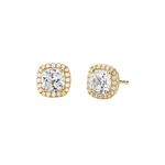 Precious Metal Sterling Silver Gold Pave Square Stud Earrings Product Image