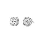 Precious Metal Sterling Silver Pave Square Stud Earrings Product Image