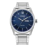 Men's Classic Eco-Drive Silver-Tone Stainless steel Watch, Blue Dial Product Image