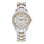 Ladies' Silhouette Crystal Eco-Drive Two-Tone Stainless Steel Watch, Silver Dial Product Image