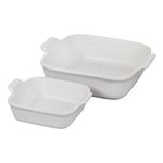 2pc Heritage Stoneware Square Baking Dish Set, White Product Image