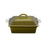 2qt Heritage Stoneware Shallow Covered Square Casserole Olive Product Image