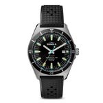 Mens The Duck 1040 Silver & Black Rubber Strap Watch Black Dial Product Image