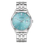 Mens Dress Silver-Tone Stainless Steel Watch Light Blue Dial Product Image