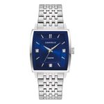 Mens Modern Silver-Tone Stainless Steel Watch Blue Dial Product Image