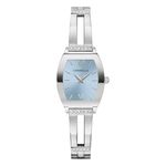 Ladies Modern Silver-Tone Stainless Steel Expansion Watch Light Blue Dial Product Image