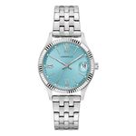 Ladies Dress Silver-Tone Stainless Steel Watch Light Blue Dial Product Image