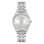 Ladies Classic Silver-Tone Stainless Steel Box Set w/ Crystal Bracelet Product Image