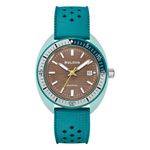 Mens Snorkel Sea Turtle Green HNBR Rubber Strap Watch Brown Dial Product Image
