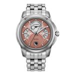 Mens Calendrier Eco-Drive Silver-Tone Stainless Watch Salmon & Silver Dial Product Image