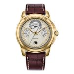 Mens Calendrier Eco-Drive Brown Leather Strap Watch Cream & Silver Dial Product Image