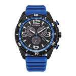 Mens Brycen Chronograph Eco-Drive Blue Silicone Strap Watch Black Dial Product Image
