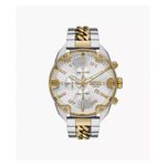 Mens Spiked Chronograph Two-Tone Stainless Steel Watch Silver Dial Product Image