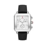 Ladies Deco Sport Chronograph Black Silicone Strap Watch Silver Dial Product Image