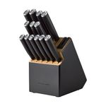 14pc Classic Two-Tone Step Self-Sharpening Knife Block Set Black Product Image