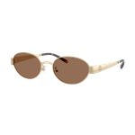 Tory Burch Women's Miller Metal Oval Sunglasses Shiny Light Gold/Dark Brown Dark Brown Shiny Light Gold Product Image
