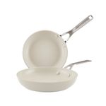 2pc Ceramic Forged Aluminum Frypan Set Porcelain White Product Image