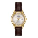 Ladies Corso Eco-Drive Gold & Brown Leather Strap Watch Silver Dial Product Image