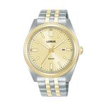 Mens Quartz Two-Tone Stainless Steel Watch Gold Dial Product Image