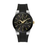 Mens Millennia Multifunction Gold-Tone & Black Silicone Strap Black Dial Product Image