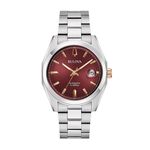 Men's Classic Surveyor Silver-Tone Stainless Steel Bracelet Watch, Burgundy Dial Product Image