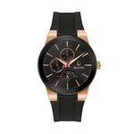 Mens Millennia Multifunction Rose Gold-Tone & Black Silicone Strap Black Dial Product Image