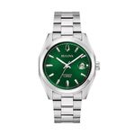 Men's Classic Surveyor Silver-Tone Stainless Steel Bracelet Watch, Green Dial Product Image