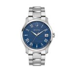 Mens Classic Wilton Silver-Tone Stainless Steel Watch Blue Dial Product Image