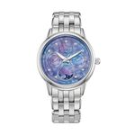 Ladies Calendrier Eco-Drive Silver-Tone Stainless Steel Watch Blue MOP Dial Product Image