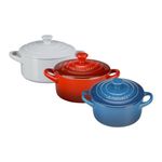 3pc Red White & Blue 8oz Stoneware Mini Round Cocotte Set Product Image