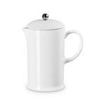 1.1qt Stoneware French Press w/ Stainless Steel Knob White Product Image