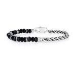 Mens Sterling Silver & Black Onyx Chain Bracelet Product Image