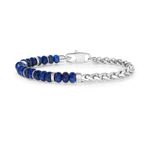Mens Sterling Silver & Lapis Chain Bracelet Product Image